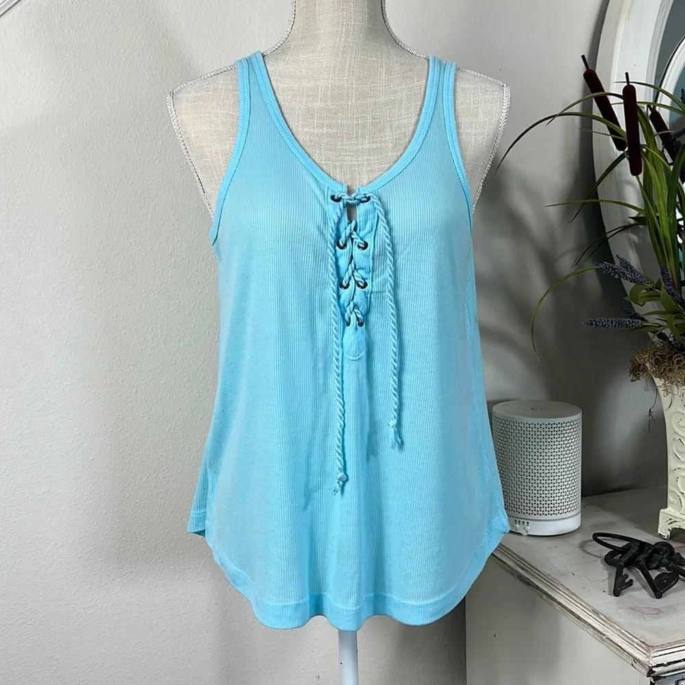 Ocean Drive M Blue Ribbed Tank - Picture 1 of 13